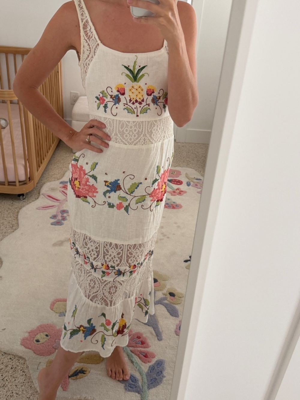 FARM Rio White Maxi Dress with Colorful Floral Embroidery - Picture 11 of 11